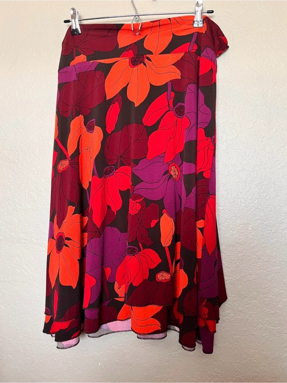 Sandra & Andre Skirt Midi Floral A-Line Red & Purple XL
